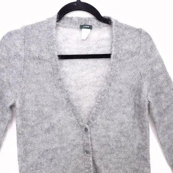 J. Crew Cardigan Womens Size Small Gray Mohair Wool Blend Business Button Up - Picture 3 of 13